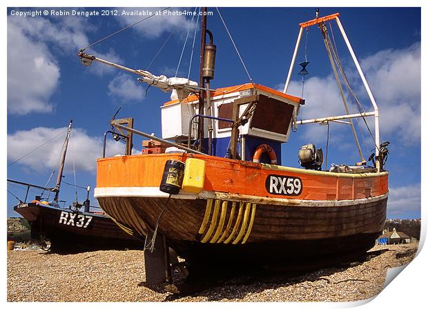 Fishing boat at Hastings, Sussex Print by Robin Dengate