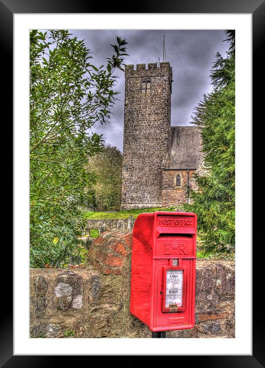 Red Post Box And Church Framed Mounted Print by Steve Duckworth