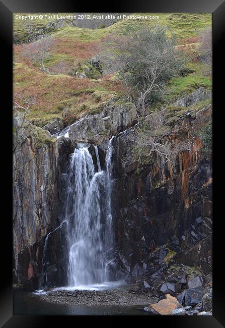  Walna Scar Waterfall Framed Print by Paul Leviston