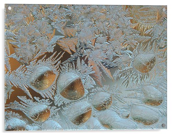 Sunrise through a frosty window  Acrylic by Donna-Marie Parsons