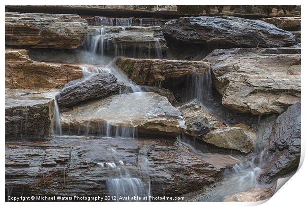 River Rock Waterfall Print by Michael Waters Photography