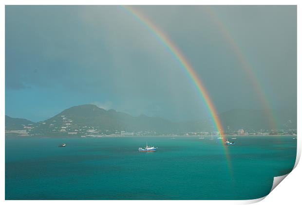 Rainbow over the bay  Print by wesley brannan