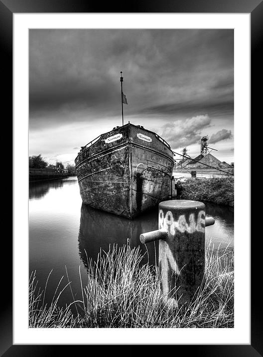 The sand barge tied up Framed Mounted Print by David McFarland