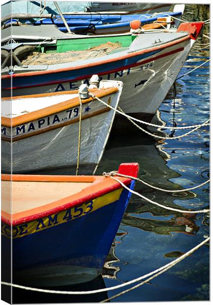 greek fishing boats Canvas Print by meirion matthias