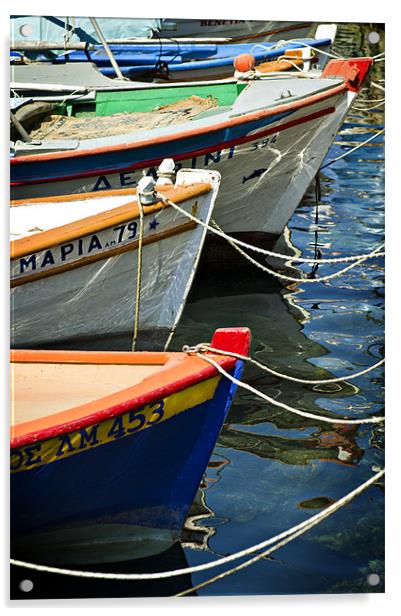greek fishing boats Acrylic by meirion matthias