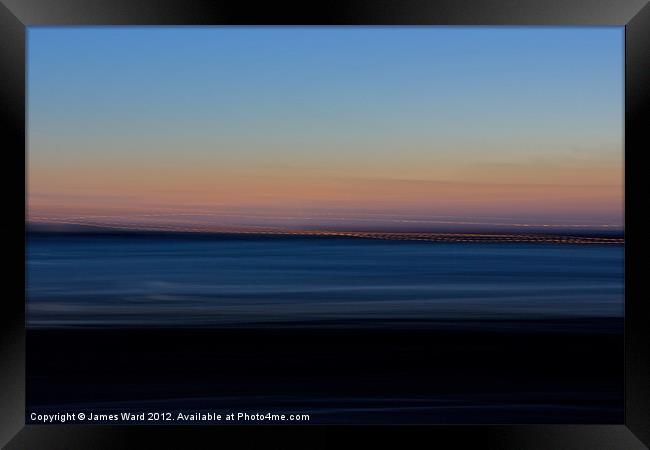 Blue Abstract Horizon Framed Print by James Ward