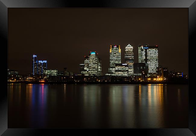 Canary Wharf From Across The River Thames Framed Print by Paul Shears Photogr