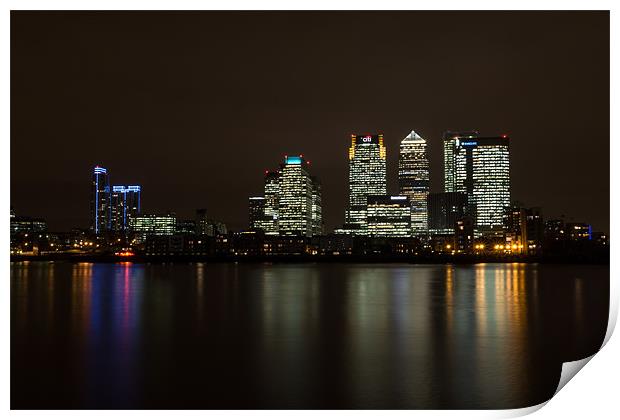 Canary Wharf From Across The River Thames Print by Paul Shears Photogr