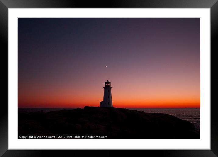 Peggys Cove lighthouse at sunset Framed Mounted Print by yvonne & paul carroll