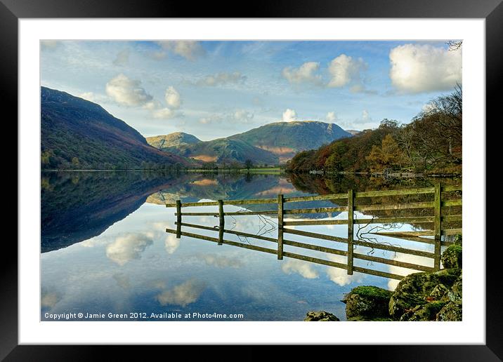 Fence Reflections In Buttermere Framed Mounted Print by Jamie Green