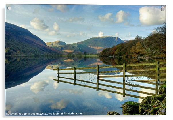 Fence Reflections In Buttermere Acrylic by Jamie Green