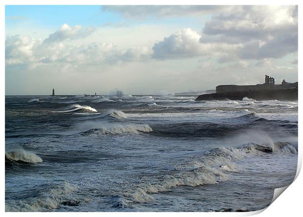 Coast - Tynemouth big sea running  Print by David Turnbull