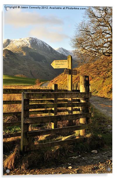 Little Langdale Signpost Acrylic by Jason Connolly