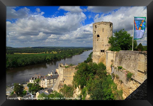 Tour du Moulin and the Loire River, Chinon, France Framed Print by Louise Heusinkveld