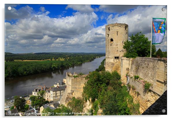 Tour du Moulin and the Loire River, Chinon, France Acrylic by Louise Heusinkveld