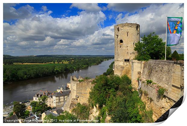 Tour du Moulin and the Loire River, Chinon, France Print by Louise Heusinkveld