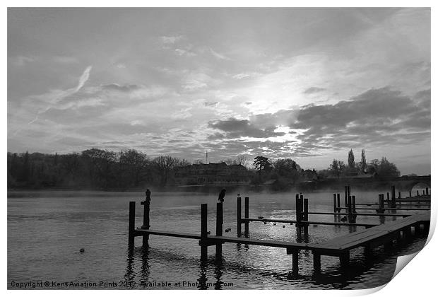 Henley misty sunrise Print by Oxon Images