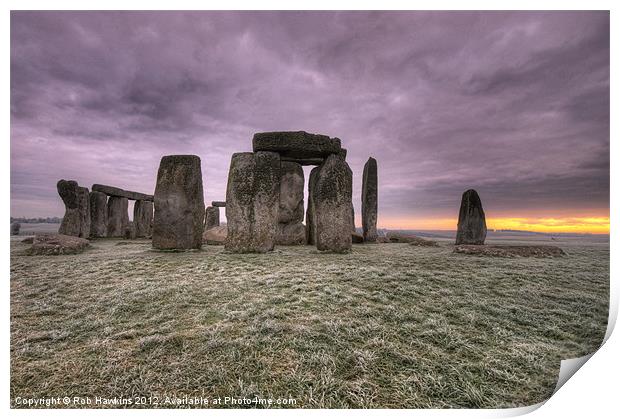Dawn over the stones Print by Rob Hawkins