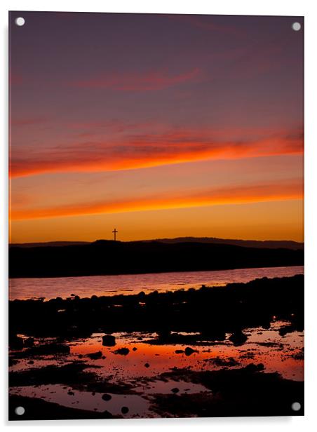 St. Cuthbert island sunset Acrylic by DAVID RICHARDSON