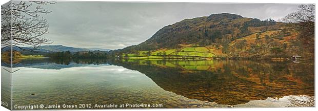 Rydal Water And Nab Scar Canvas Print by Jamie Green