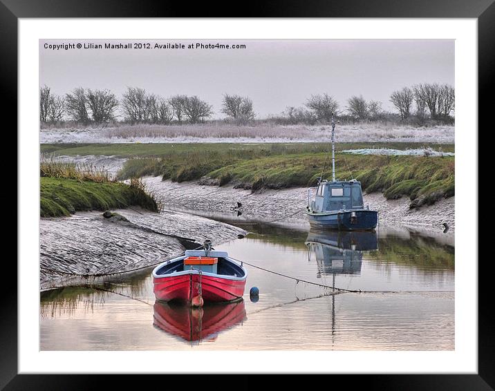 Frosty day at Glasson Dock. Framed Mounted Print by Lilian Marshall
