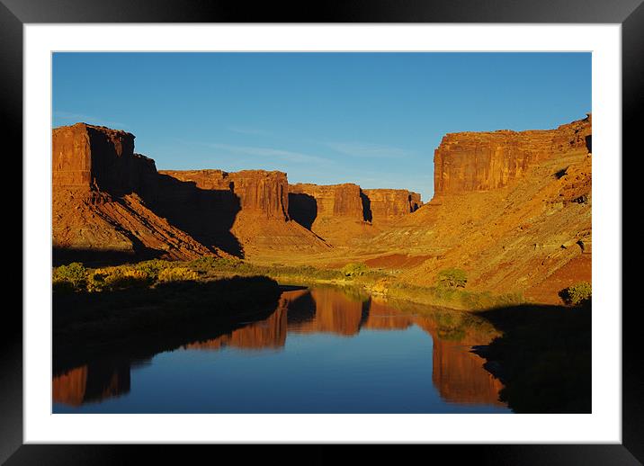 Colorado River at sunset near Mineral Bottom, Utah Framed Mounted Print by Claudio Del Luongo