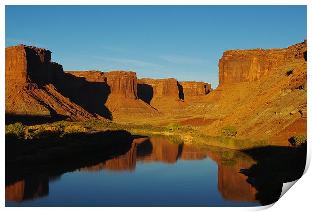 Colorado River at sunset near Mineral Bottom, Utah Print by Claudio Del Luongo