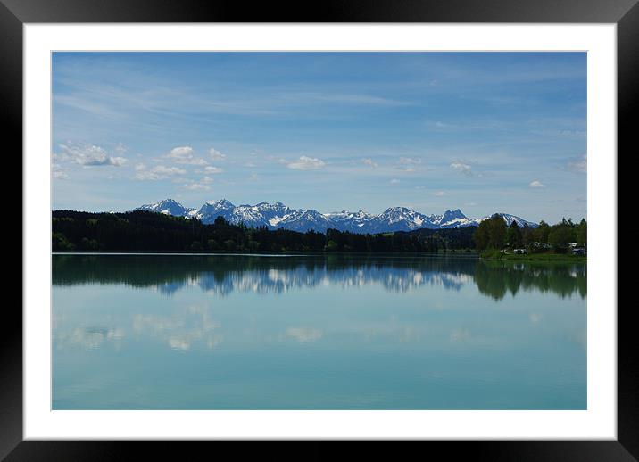 Urspringer Lechsee and Alps, Germany Framed Mounted Print by Claudio Del Luongo