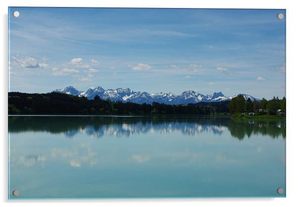 Urspringer Lechsee and Alps, Germany Acrylic by Claudio Del Luongo