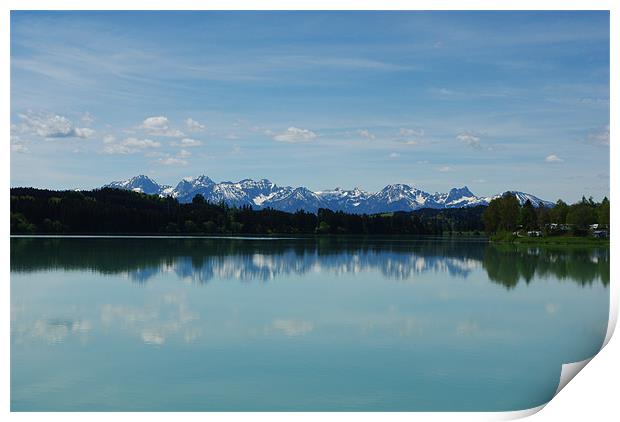 Urspringer Lechsee and Alps, Germany Print by Claudio Del Luongo
