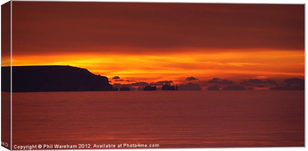 Sunrise over the Needles Canvas Print by Phil Wareham