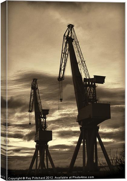 Vintage Cranes Canvas Print by Ray Pritchard