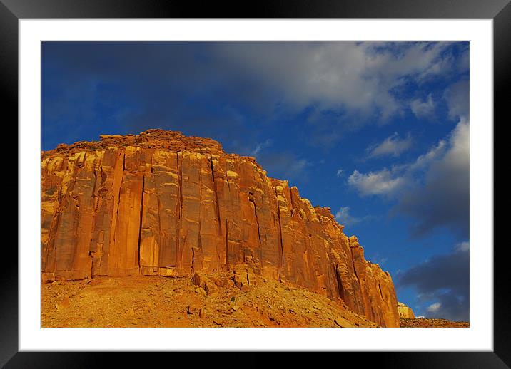 Red rock wall, Utah Framed Mounted Print by Claudio Del Luongo
