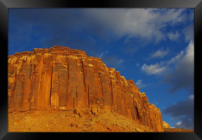 Red rock wall, Utah Framed Print by Claudio Del Luongo