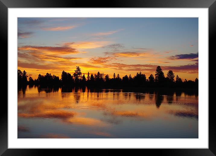 Early morning light on small lake in Utah Framed Mounted Print by Claudio Del Luongo