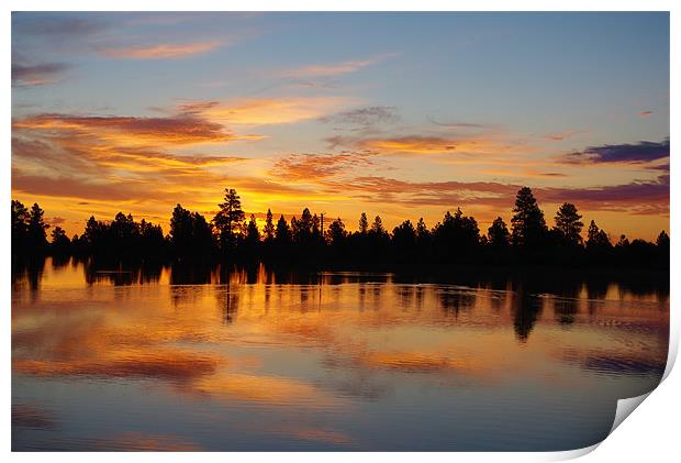 Early morning light on small lake in Utah Print by Claudio Del Luongo