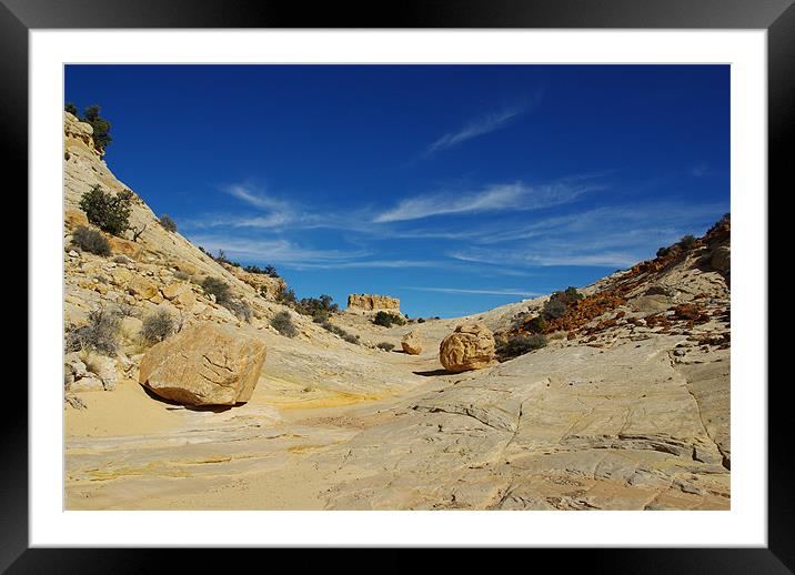 Multicolored rocks in secluded canyon, Utah Framed Mounted Print by Claudio Del Luongo