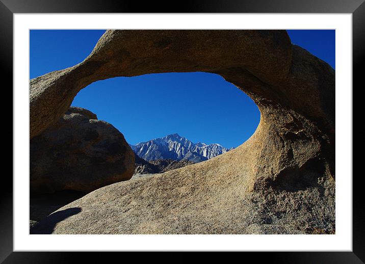 Mobius Arch and Sierra Nevada Framed Mounted Print by Claudio Del Luongo