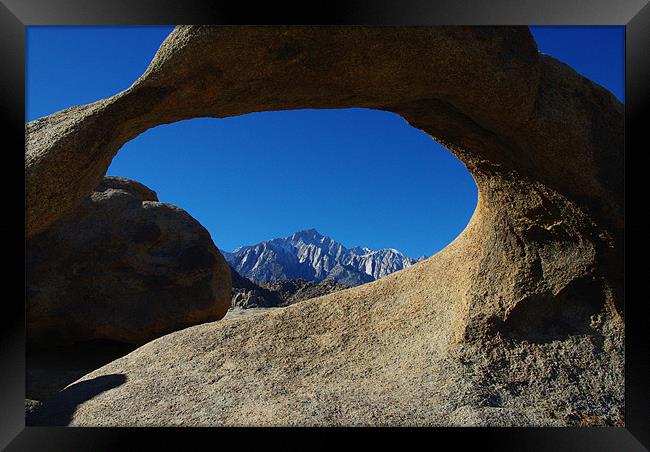 Mobius Arch and Sierra Nevada Framed Print by Claudio Del Luongo