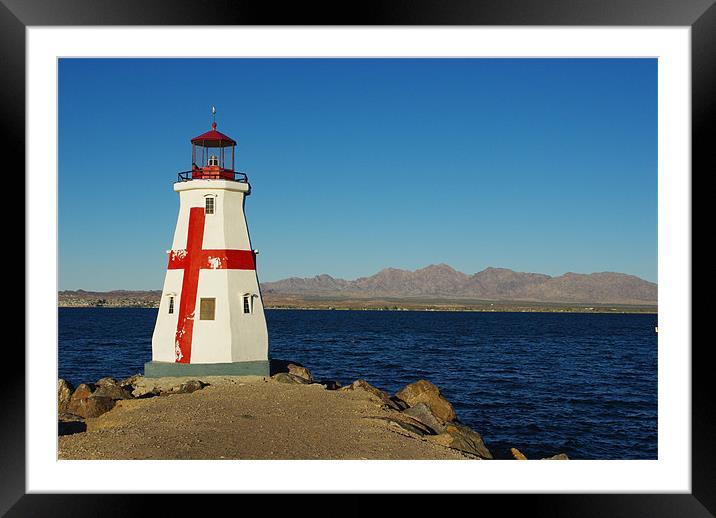 Lighthouse, Lake Havasu, Arizona Framed Mounted Print by Claudio Del Luongo