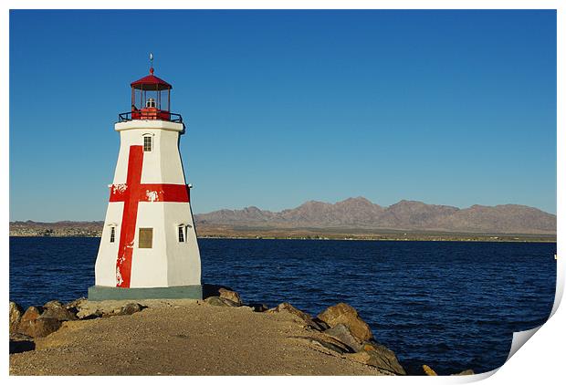 Lighthouse, Lake Havasu, Arizona Print by Claudio Del Luongo