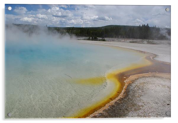 Hot pool,Yellowstone Acrylic by Claudio Del Luongo