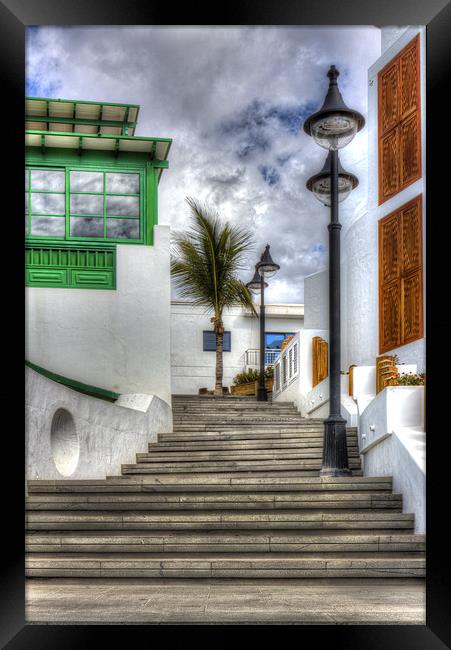 Playa Blanca Steps Framed Print by Roger Green