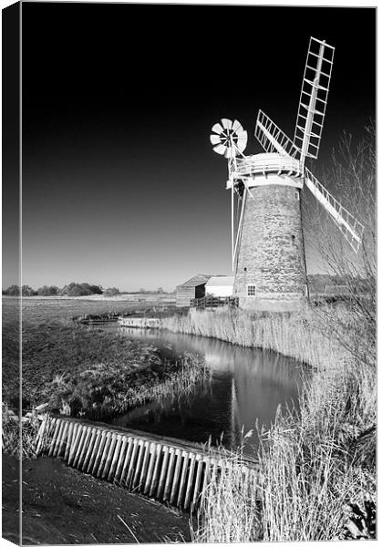 Horsey Mill in Black and White Canvas Print by Stephen Mole