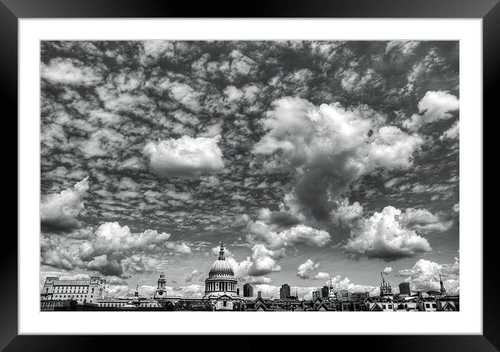 Clouds (Mono) Framed Mounted Print by Tracey Whitefoot