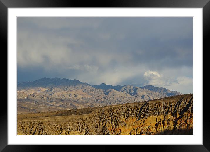 Ubehebe Crater and mountains, Death Valley Framed Mounted Print by Claudio Del Luongo
