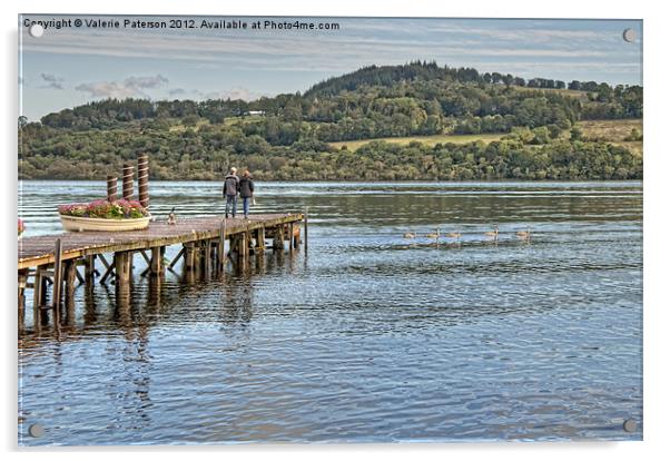 Loch Lomond Jetty Acrylic by Valerie Paterson