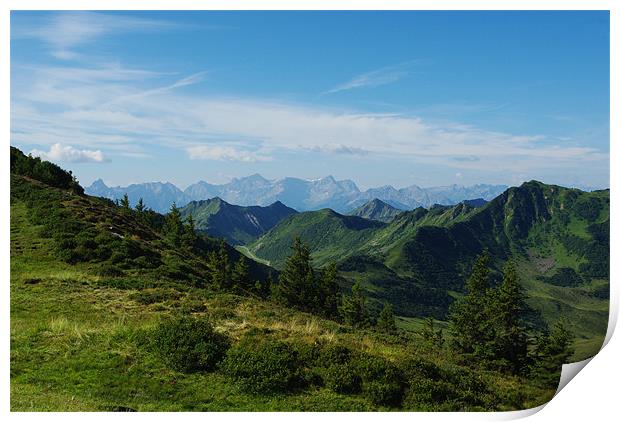 Mountain scenery near Portlahorn, Austria Print by Claudio Del Luongo