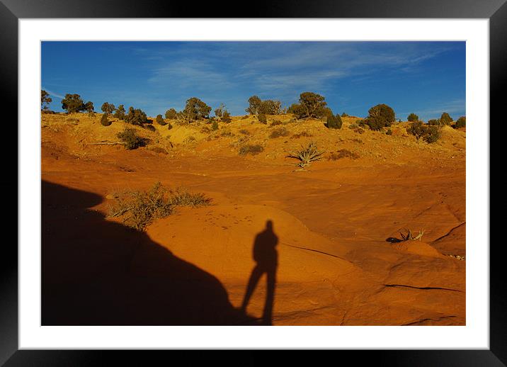 Shadow on red rocks, Utah Framed Mounted Print by Claudio Del Luongo