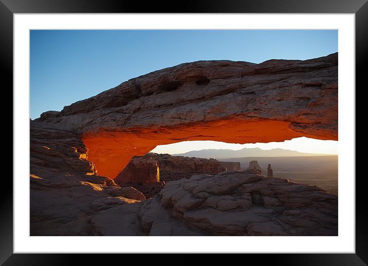 Mesa Arch in first morning light, Utah Framed Mounted Print by Claudio Del Luongo